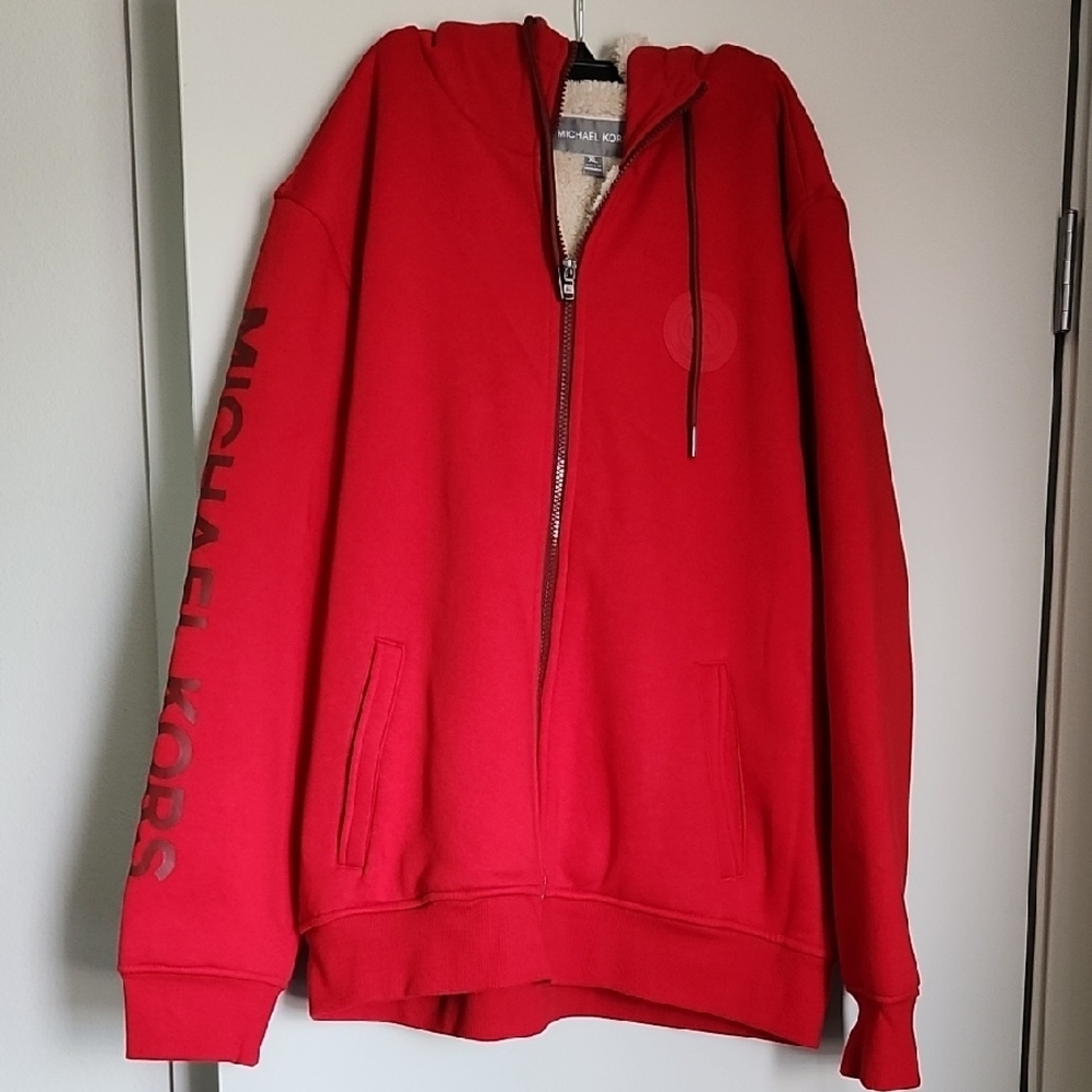 Michael Kors Bold Red Zip-Up Hoodie